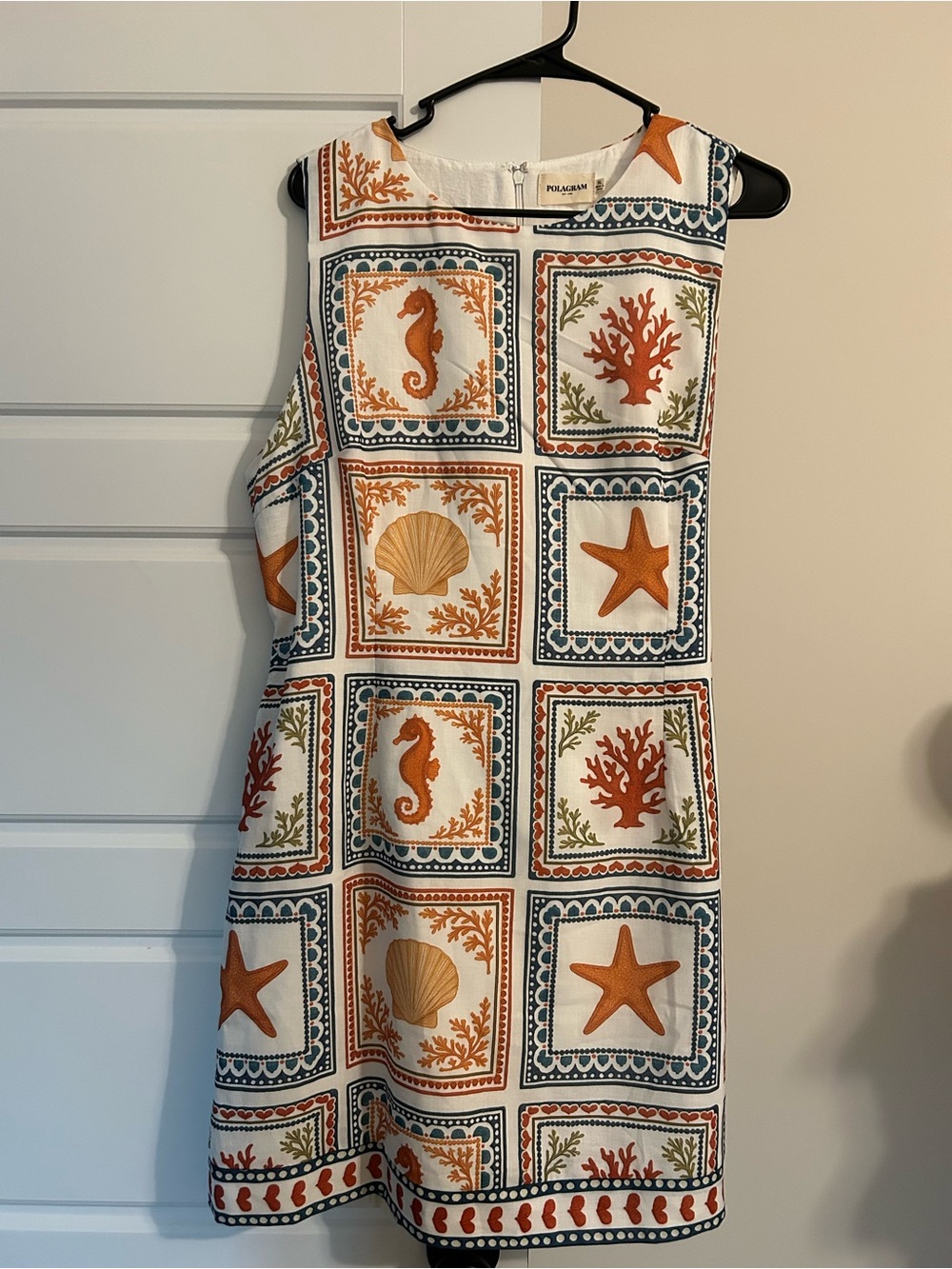 Polagram Nautical Motif Shift Dress - White, Orange & Blue